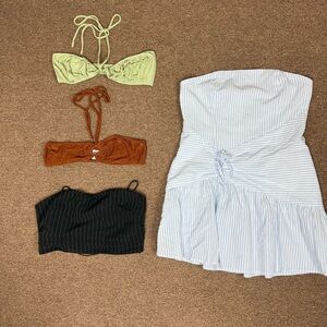 Princess Polly Bundle(4) Three Tops + Stripped White and Blue Dress $196 MSRP